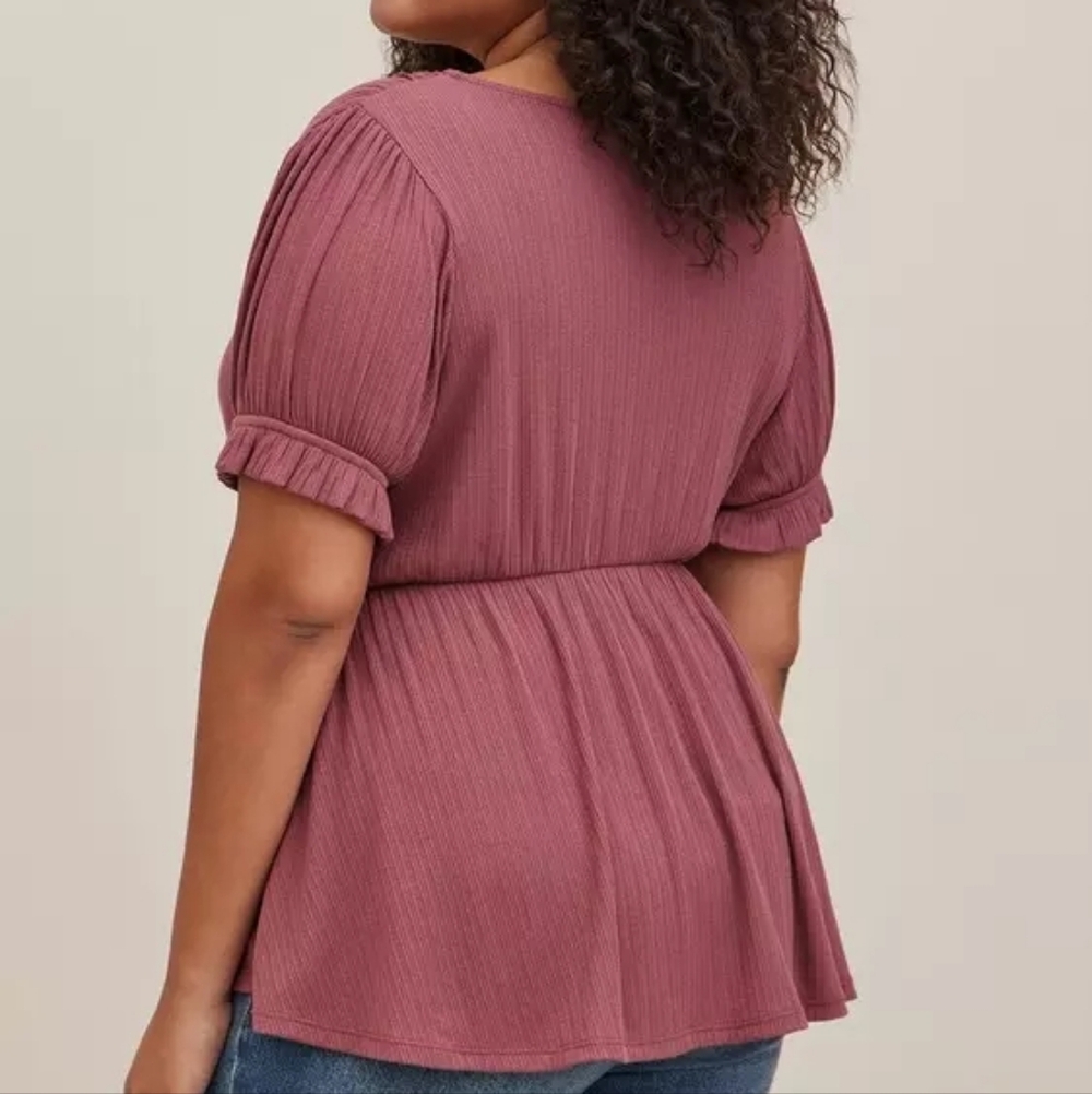 Torrid Ribbed Surplice Top 4X - Picture 3 of 6